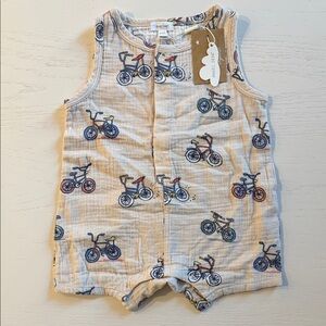 Angel Dear Neutral Bikes Organic Cotton Shortie Romper 18-24 months